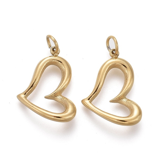 PandaHall Ion Plating(IP) 304 Stainless Steel Pendants, with Jump Ring, Hollow, Heart, Golden, 16.5x11x2mm, Jump Ring: 4x0.6mm, 2.8mm Inner...
PandaHall Ion Plating(IP) 304 Stainless Steel Pendants, with Jump Ring, Hollow, Heart, Golden, 16.5x11x2mm, Jump Ring: 4x0.6mm, 2.8mm Inner...