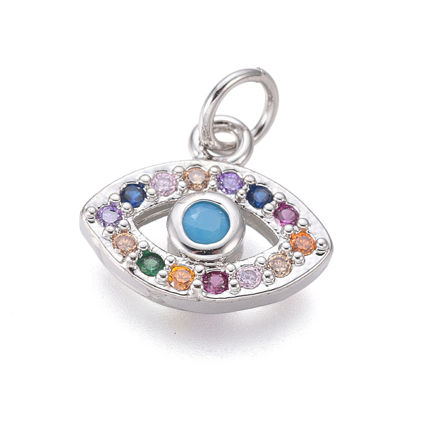 PandaHall Brass Micro Pave Cubic Zirconia Charms, with Jump Rings, Eye, Colorful, Platinum, 11x13x2.5mm, Hole: 3mm Brass+Cubic Zirconia Eye
PandaHall Brass Micro Pave Cubic Zirconia Charms, with Jump Rings, Eye, Colorful, Platinum, 11x13x2.5mm, Hole: 3mm Brass+Cubic Zirconia Eye