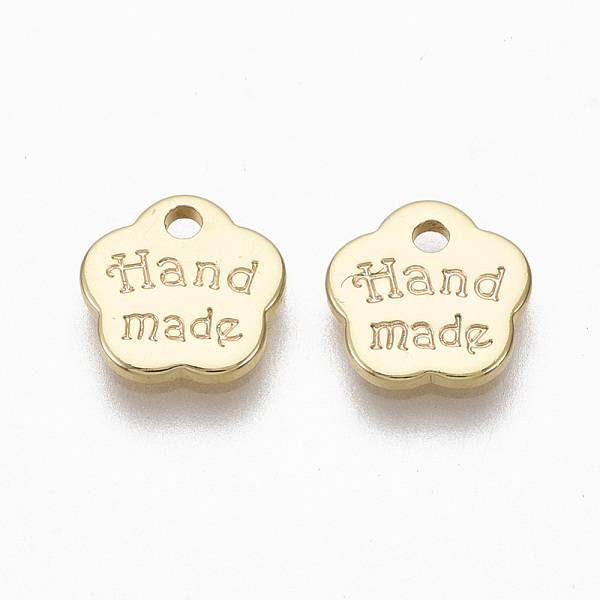PandaHall Brass Charms, Nickel Free, Flower, with Words Handmade, Real 18K Gold Plated, 8x8x1mm, Hole: 1.2mm Brass Flower
PandaHall Brass Charms, Nickel Free, Flower, with Words Handmade, Real 18K Gold Plated, 8x8x1mm, Hole: 1.2mm Brass Flower