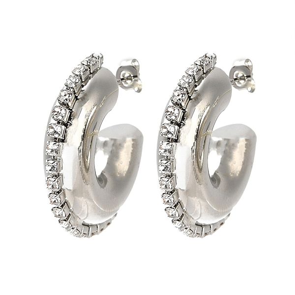 PandaHall Rack Plating Brass Donut Stud Earrings, Cubic Zirconia Half Hoop Earrings, Cadmium Free & Lead Free, Platinum, 29x7mm Cubic...
PandaHall Rack Plating Brass Donut Stud Earrings, Cubic Zirconia Half Hoop Earrings, Cadmium Free & Lead Free, Platinum, 29x7mm Cubic...