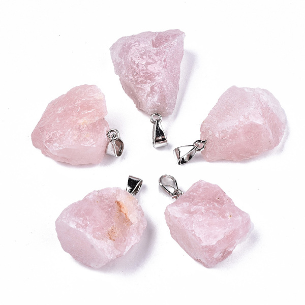 PandaHall Rose Quartz Pendants, with Platinum Plated Iron Bails, Nuggets, 24~30x19~24x14~19mm, Hole: 7x4mm Rose Quartz Nuggets
PandaHall Rose Quartz Pendants, with Platinum Plated Iron Bails, Nuggets, 24~30x19~24x14~19mm, Hole: 7x4mm Rose Quartz Nuggets