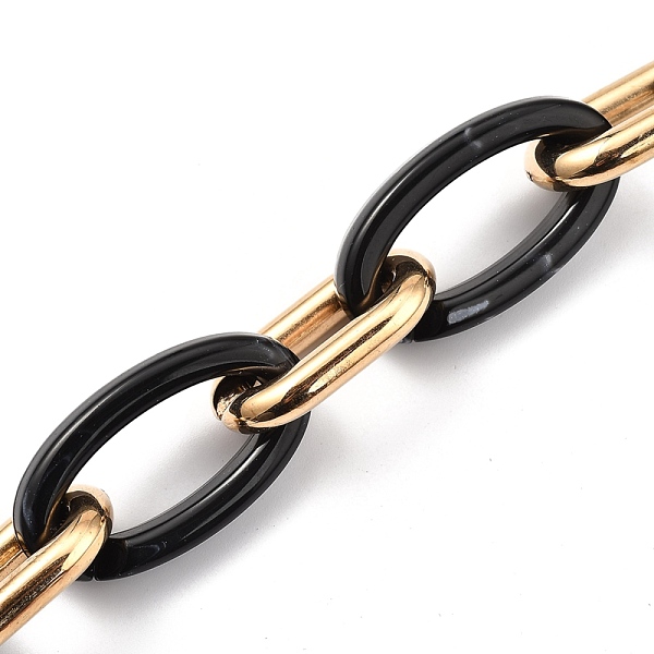PandaHall Handmade CCB Plastic Cable Chains, with Acrylic Links, Golden, Black, Links: 28x17x5mm and 35x19.5x6mm, 39.37 inch(1m)/strand...
PandaHall Handmade CCB Plastic Cable Chains, with Acrylic Links, Golden, Black, Links: 28x17x5mm and 35x19.5x6mm, 39.37 inch(1m)/strand...
