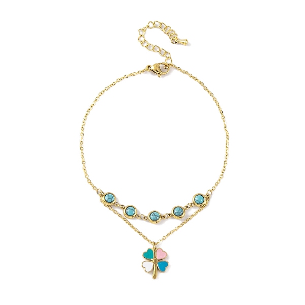 PandaHall Ion Plating(IP) 304 Stainless Steel Anklets, with Synthetic Turquoise and Resin, Clover, Golden, 8-1/4 inch(21cm) Stainless Steel...
PandaHall Ion Plating(IP) 304 Stainless Steel Anklets, with Synthetic Turquoise and Resin, Clover, Golden, 8-1/4 inch(21cm) Stainless Steel...
