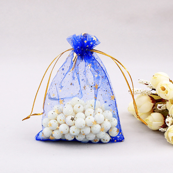 PandaHall Rectangle Organza Drawstring Bags, Gold Stamping Moon and Star Pattern, Medium Blue, 9x7cm Organza Star
PandaHall Rectangle Organza Drawstring Bags, Gold Stamping Moon and Star Pattern, Medium Blue, 9x7cm Organza Star