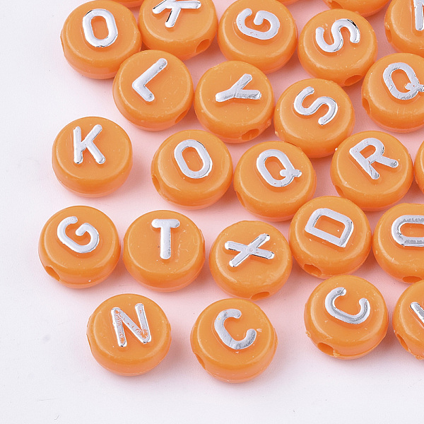 PandaHall Plating Opaque Acrylic Beads, Metal Enlaced, Horizontal Hole, Flat Round with Letter, Coral, 10x6mm, Hole: 1.8mm, about..., Red
PandaHall Plating Opaque Acrylic Beads, Metal Enlaced, Horizontal Hole, Flat Round with Letter, Coral, 10x6mm, Hole: 1.8mm, about..., Red