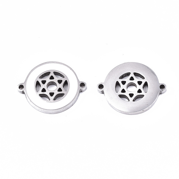 PandaHall 304 Stainless Steel Enamel Links Connectors, Laser Cut, Flat Round with Star of David, White, Stainless Steel Color, 14.5x18.5x2mm...
PandaHall 304 Stainless Steel Enamel Links Connectors, Laser Cut, Flat Round with Star of David, White, Stainless Steel Color, 14.5x18.5x2mm...