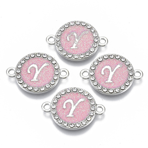 PandaHall Alloy Enamel Links Connectors, with Crystal Rhinestones, Flat Round with Letter, Silver Color Plated, Letter.Y, 22x16x2mm, Hole..., Pink
PandaHall Alloy Enamel Links Connectors, with Crystal Rhinestones, Flat Round with Letter, Silver Color Plated, Letter.Y, 22x16x2mm, Hole..., Pink