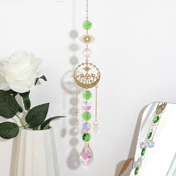 PandaHall Hanging Suncatcher, Iron & Faceted Glass Pendant Decorations, with Jump Ring, Teardrop & Octagon, Mushroom Pattern, 310x2.3mm..., Green
PandaHall Hanging Suncatcher, Iron & Faceted Glass Pendant Decorations, with Jump Ring, Teardrop & Octagon, Mushroom Pattern, 310x2.3mm..., Green