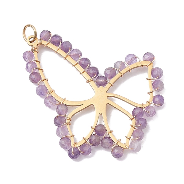 PandaHall Natural Amethyst Faceted Pendants, 201 Stainless Steel Butterfly Charms, Golden, 34x36x3mm, Hole: 3.6mm Amethyst Butterfly
PandaHall Natural Amethyst Faceted Pendants, 201 Stainless Steel Butterfly Charms, Golden, 34x36x3mm, Hole: 3.6mm Amethyst Butterfly