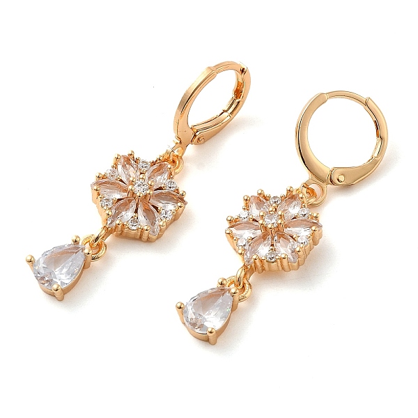 PandaHall Rack Plating Golden Brass Dangle Leverback Earrings, with Cubic Zirconia, Flower, Clear, 38x10.5mm Cubic Zirconia Flower Clear
PandaHall Rack Plating Golden Brass Dangle Leverback Earrings, with Cubic Zirconia, Flower, Clear, 38x10.5mm Cubic Zirconia Flower Clear