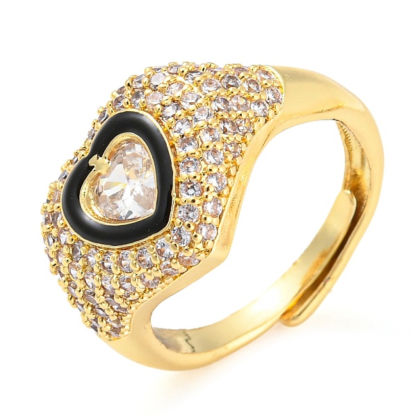 PandaHall Enamel Heart Adjustable Ring with Clear Cubic Zirconia, Real 18K Gold Plated Brass Ring, Lead Free & Cadmium Free, Black, Inner...
PandaHall Enamel Heart Adjustable Ring with Clear Cubic Zirconia, Real 18K Gold Plated Brass Ring, Lead Free & Cadmium Free, Black, Inner...