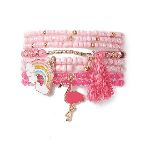 PandaHall 8Pcs 8 Styles Glass Seed Beaded Stretch Bracelets Set, Alloy Enamel & Cotton Tassel Charms Stackable Bracelets for Women, Pink...
PandaHall 8Pcs 8 Styles Glass Seed Beaded Stretch Bracelets Set, Alloy Enamel & Cotton Tassel Charms Stackable Bracelets for Women, Pink...