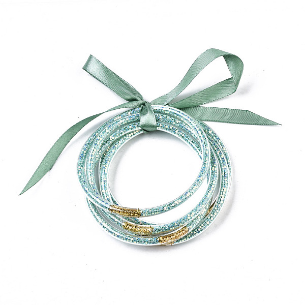 PandaHall PVC Plastic Buddhist Bangle Sets, Jelly Bangles, with Paillette/Sequins and Polyester Ribbon, Aquamarine, 2-1/2 inch(6.5cm)..., Green
PandaHall PVC Plastic Buddhist Bangle Sets, Jelly Bangles, with Paillette/Sequins and Polyester Ribbon, Aquamarine, 2-1/2 inch(6.5cm)..., Green