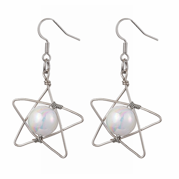 PandaHall Star Copper Wire Wrapped Acrylic Dangle Earrings, Platinum, 53.5x29mm Brass Star
PandaHall Star Copper Wire Wrapped Acrylic Dangle Earrings, Platinum, 53.5x29mm Brass Star