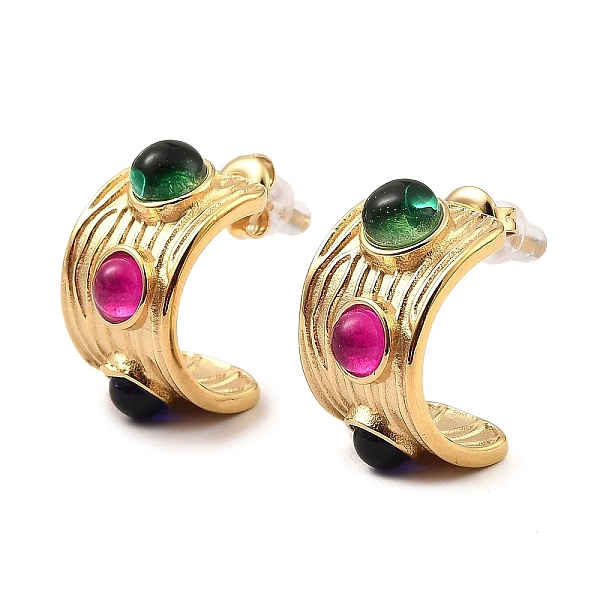 PandaHall Real 18K Gold Plated 304 Stainless Steel Arch Stud Earrings with Resin Beaded, Colorful, 22x13mm Resin Arch
PandaHall Real 18K Gold Plated 304 Stainless Steel Arch Stud Earrings with Resin Beaded, Colorful, 22x13mm Resin Arch