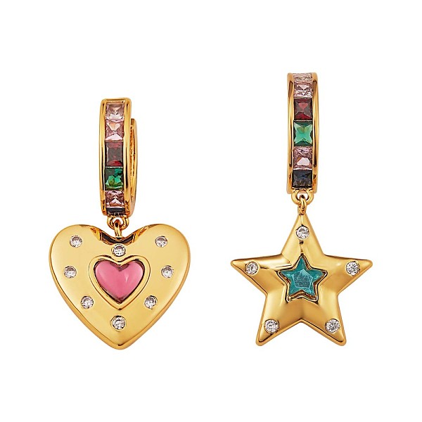 PandaHall Colorful Cubic Zirconia Star and Heart Dangle Hoop Earrings, Brass Asymmetrical Earrings for Women, Golden, 32~18x19mm Cubic...
PandaHall Colorful Cubic Zirconia Star and Heart Dangle Hoop Earrings, Brass Asymmetrical Earrings for Women, Golden, 32~18x19mm Cubic...