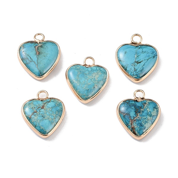 PandaHall Dyed Synthetic Imperial Jasper Pendants, Brass Heart Charms, Golden, Dark Turquoise, 19x16x4.5~5.5mm, Hole: 2.7mm Imperial Jasper...
PandaHall Dyed Synthetic Imperial Jasper Pendants, Brass Heart Charms, Golden, Dark Turquoise, 19x16x4.5~5.5mm, Hole: 2.7mm Imperial Jasper...
