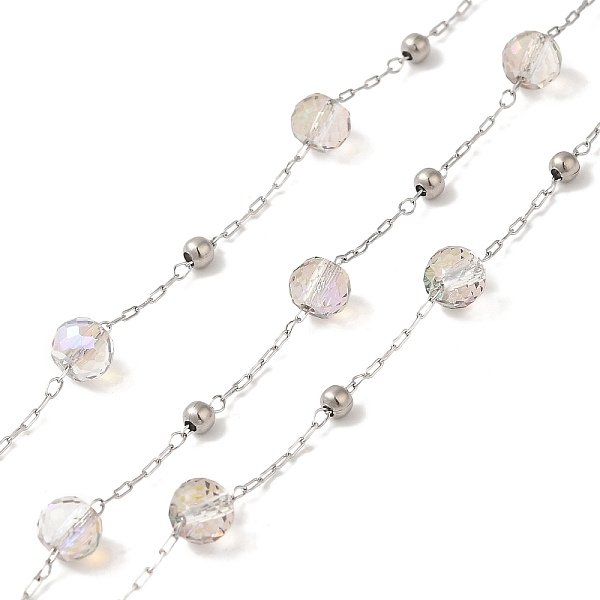 PandaHall Glass Rondelle Beaded Chains, with 304 Stainless Steel Satellite Chains, Soldered, with Spool, Stainless Steel Color, 6x4.5mm...
PandaHall Glass Rondelle Beaded Chains, with 304 Stainless Steel Satellite Chains, Soldered, with Spool, Stainless Steel Color, 6x4.5mm...