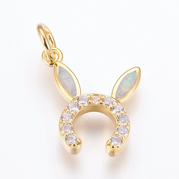 PandaHall Brass Cubic Zirconia Bunny Pendants, with Synthetic Opal, Rabbit Ears, Golden, White, 17x15x3mm, Hole: 4mm Brass+Cubic Zirconia...
PandaHall Brass Cubic Zirconia Bunny Pendants, with Synthetic Opal, Rabbit Ears, Golden, White, 17x15x3mm, Hole: 4mm Brass+Cubic Zirconia...