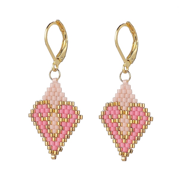PandaHall Glass Seed Braided Rhombus with Heart Dangle Leverback Earrings, 304 Stainless Steel Drop Earrings for Women, Pearl Pink, 44mm...
PandaHall Glass Seed Braided Rhombus with Heart Dangle Leverback Earrings, 304 Stainless Steel Drop Earrings for Women, Pearl Pink, 44mm...