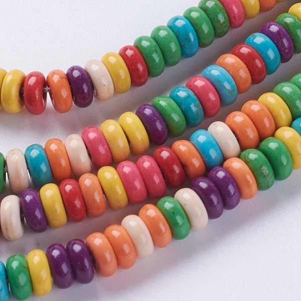 PandaHall Synthetic Turquoise Beads Strands, Rondelle, Dyed, Mixed Color, 6x2.5mm, Hole: 1mm, about 140pcs/strand, about 15 inch Synthetic..., Multicolor
PandaHall Synthetic Turquoise Beads Strands, Rondelle, Dyed, Mixed Color, 6x2.5mm, Hole: 1mm, about 140pcs/strand, about 15 inch Synthetic..., Multicolor