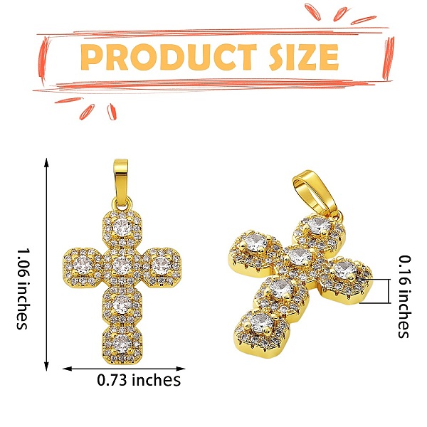 PandaHall 5Pcs Brass Micro Pave Cubic Zirconia Pendants, Nickel free, Cross, Real 16K Gold Plated, 27x18.5x4mm, Hole: 2.5x5mm Brass+Cubic..., Clear
PandaHall 5Pcs Brass Micro Pave Cubic Zirconia Pendants, Nickel free, Cross, Real 16K Gold Plated, 27x18.5x4mm, Hole: 2.5x5mm Brass+Cubic..., Clear