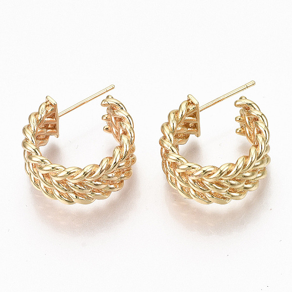 PandaHall Brass Half Hoop Earrings, Stud Earring, Twist Ring, Nickel Free, Real 18K Gold Plated, 22x19x8.5mm, Pin: 0.7mm Brass Ring
PandaHall Brass Half Hoop Earrings, Stud Earring, Twist Ring, Nickel Free, Real 18K Gold Plated, 22x19x8.5mm, Pin: 0.7mm Brass Ring