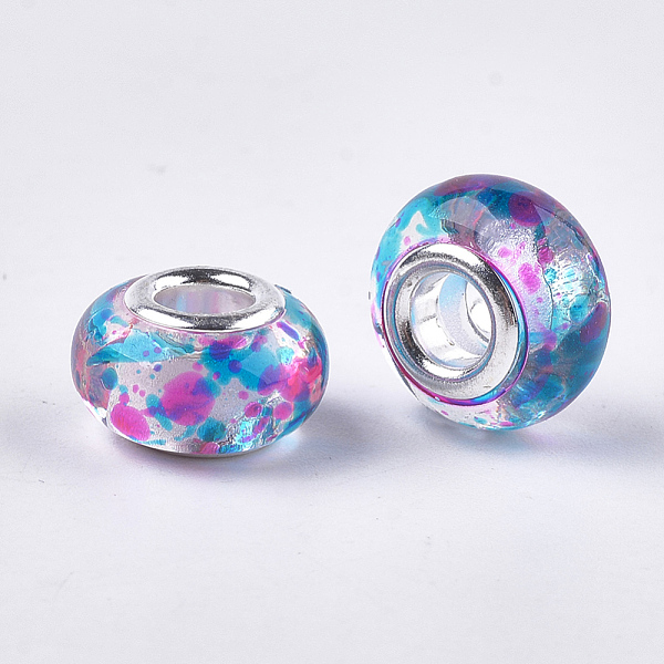PandaHall Resin European Beads, Large Hole Beads, with Silver Color Plated Brass Cores, Rondelle, Colorful, 14x8.5~9mm, Hole: 5mm...
PandaHall Resin European Beads, Large Hole Beads, with Silver Color Plated Brass Cores, Rondelle, Colorful, 14x8.5~9mm, Hole: 5mm...