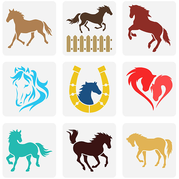 PandaHall 9Pcs 9 Styles PET Hollow Out Drawing Painting Stencils, for DIY Scrapbook, Photo Album, Horse Pattern, 150x150mm, 1pc/style..., Multicolor
PandaHall 9Pcs 9 Styles PET Hollow Out Drawing Painting Stencils, for DIY Scrapbook, Photo Album, Horse Pattern, 150x150mm, 1pc/style..., Multicolor