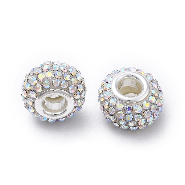 PandaHall Grade A Rhinestone European Beads, Large Hole Beads, Resin, with Silver Color Plated Brass Core, Rondelle, Crystal AB, 15x10mm..., Clear
PandaHall Grade A Rhinestone European Beads, Large Hole Beads, Resin, with Silver Color Plated Brass Core, Rondelle, Crystal AB, 15x10mm..., Clear
