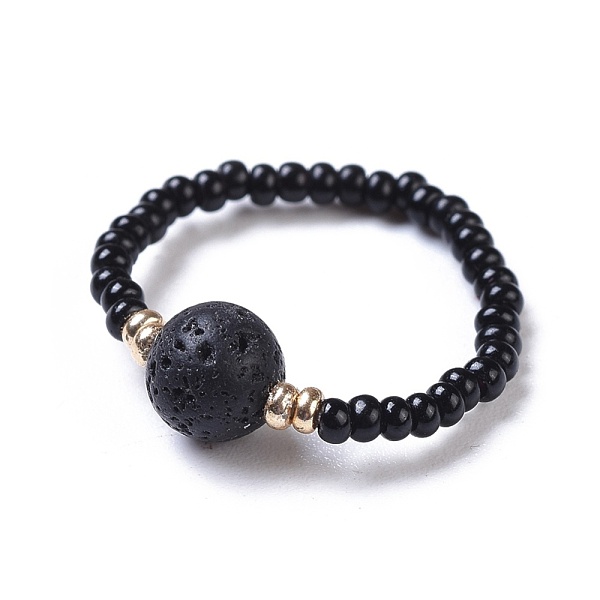 PandaHall Natural Lava Rock Stretch Rings, with Glass Seed Beads, Size 8, 18mm Lava Rock
PandaHall Natural Lava Rock Stretch Rings, with Glass Seed Beads, Size 8, 18mm Lava Rock