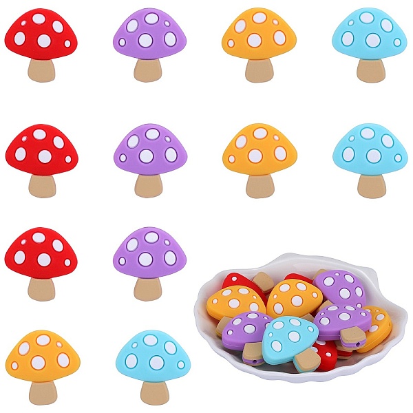 PandaHall 12Pcs 4 Colors Mushroom Food Grade Eco-Friendly Silicone Focal Beads, Chewing Beads For Teethers, DIY Nursing Necklaces Making..., Multicolor
PandaHall 12Pcs 4 Colors Mushroom Food Grade Eco-Friendly Silicone Focal Beads, Chewing Beads For Teethers, DIY Nursing Necklaces Making..., Multicolor