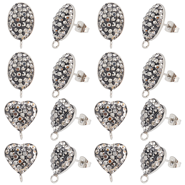 PandaHall DICOSMETIC 8Pair 2 Style Polymer Clay Rhinestone Stud Earring Findings, with Stainless Steel Findings and Loop, Heart & Oval, with..., Black
PandaHall DICOSMETIC 8Pair 2 Style Polymer Clay Rhinestone Stud Earring Findings, with Stainless Steel Findings and Loop, Heart & Oval, with..., Black