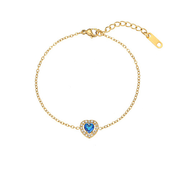PandaHall Cubic Zirconia Heart Link Bracelet with Golden Stainless Steel Chains, Dark Blue, 6-1/4 inch(16cm) Cubic Zirconia Heart
PandaHall Cubic Zirconia Heart Link Bracelet with Golden Stainless Steel Chains, Dark Blue, 6-1/4 inch(16cm) Cubic Zirconia Heart