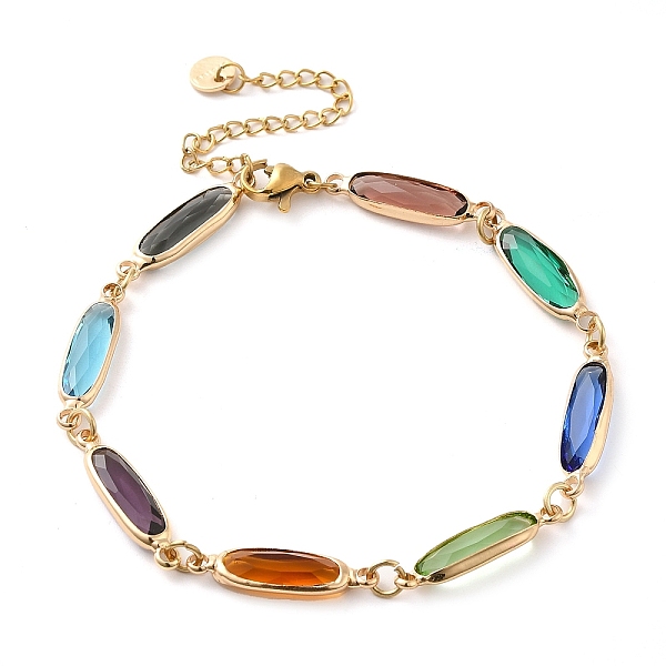 PandaHall Colorful Glass Link Chain Bracelets, with Golden Brass Chains, Oval, 10-1/8 inch(25.7cm), 60mm extender Glass Oval
PandaHall Colorful Glass Link Chain Bracelets, with Golden Brass Chains, Oval, 10-1/8 inch(25.7cm), 60mm extender Glass Oval
