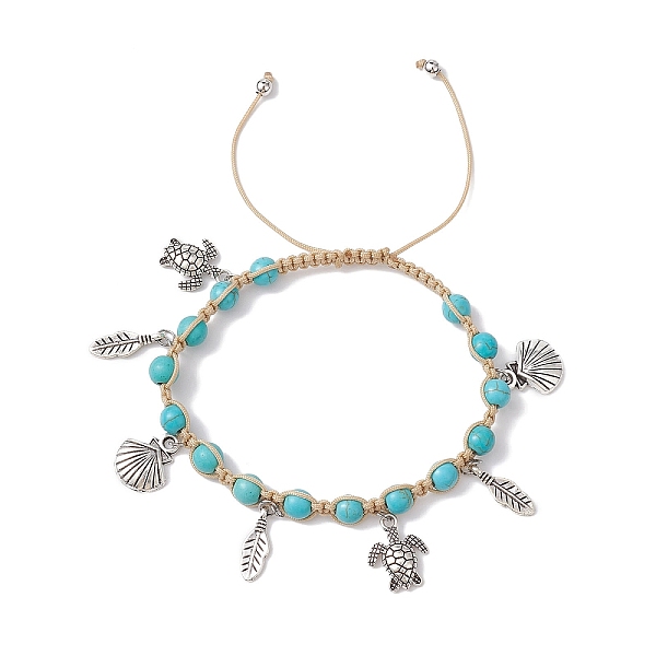 PandaHall Feather & Turtle & Shell Shape Alloy Charm Bracelet, Synthetical Turquoise Braided Adjustable Bracelet, Dark Turquoise, Inner...
PandaHall Feather & Turtle & Shell Shape Alloy Charm Bracelet, Synthetical Turquoise Braided Adjustable Bracelet, Dark Turquoise, Inner...