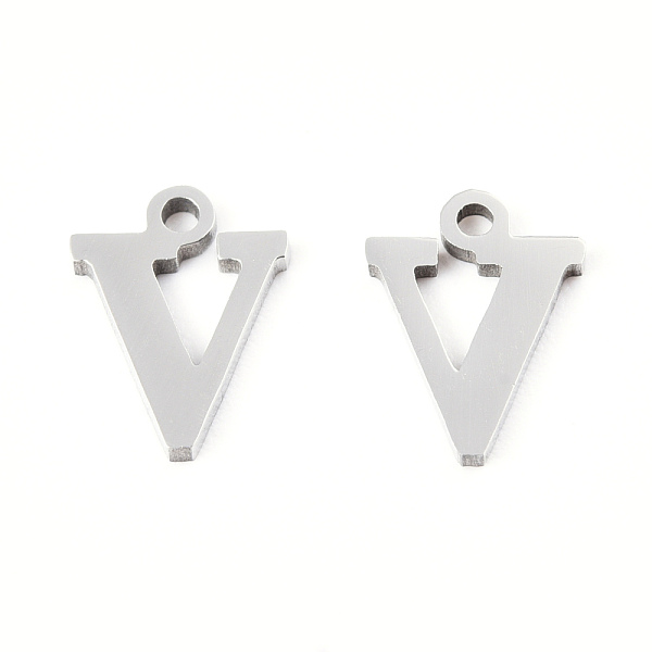 PandaHall 201 Stainless Steel Charms, Alphabet, Letter.V, 8.5x6.5x1mm, Hole: 1mm 201 Stainless Steel Letter V
PandaHall 201 Stainless Steel Charms, Alphabet, Letter.V, 8.5x6.5x1mm, Hole: 1mm 201 Stainless Steel Letter V