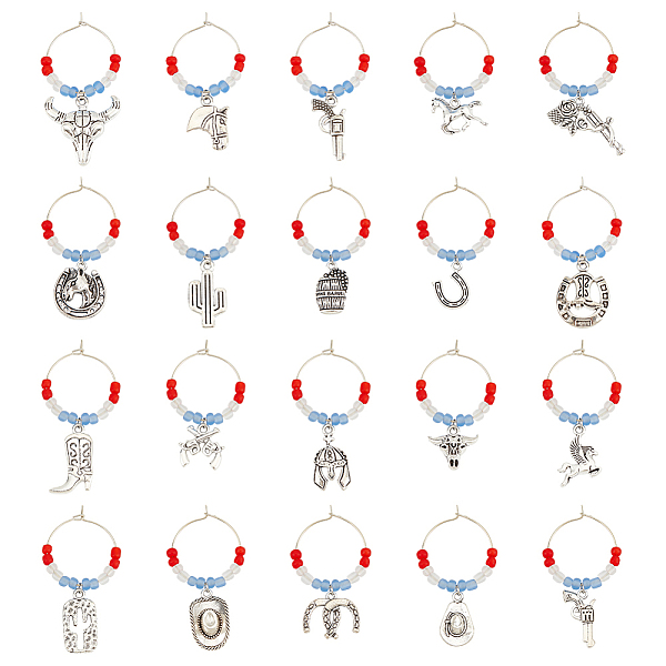 PandaHall BENECREAT 20Sets Texas Cowboy Alloy Wine Glass Charms, Cowboy Boots Hat Cattle Head Pendnat with Glass Beads Markers Tags...
PandaHall BENECREAT 20Sets Texas Cowboy Alloy Wine Glass Charms, Cowboy Boots Hat Cattle Head Pendnat with Glass Beads Markers Tags...