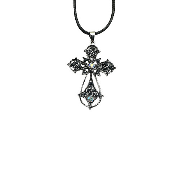 PandaHall Cross Zinc Alloy Pendant Necklace, with Rhinestone, Jet, 19.69 inch(50cm) Rhinestone Cross Black
PandaHall Cross Zinc Alloy Pendant Necklace, with Rhinestone, Jet, 19.69 inch(50cm) Rhinestone Cross Black