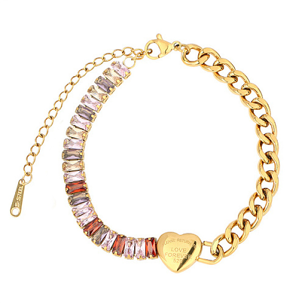PandaHall Stainless Steel Link Bracelets, with Colorful Rhinestone, Heart, 5-1/8 inch(13cm) Rhinestone Heart Multicolor
PandaHall Stainless Steel Link Bracelets, with Colorful Rhinestone, Heart, 5-1/8 inch(13cm) Rhinestone Heart Multicolor