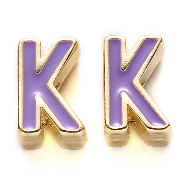 PandaHall Rack Plating Alloy Enamel Beads, Cadmium Free & Nickel Free & Lead Free, Light Gold, Medium Purple, Letter.K, K: 10x6.5x5mm, Hole...
PandaHall Rack Plating Alloy Enamel Beads, Cadmium Free & Nickel Free & Lead Free, Light Gold, Medium Purple, Letter.K, K: 10x6.5x5mm, Hole...