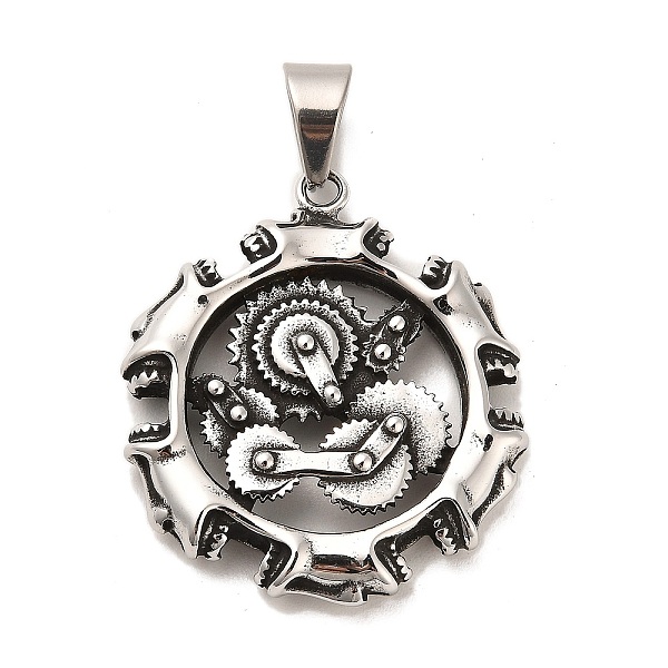PandaHall Tibetan Style 304 Stainless Steel Pendants, Flat Round with Toothed Gear, Antique Silver, 45x40x7mm, Hole: 10.5x7.5mm 304...
PandaHall Tibetan Style 304 Stainless Steel Pendants, Flat Round with Toothed Gear, Antique Silver, 45x40x7mm, Hole: 10.5x7.5mm 304...