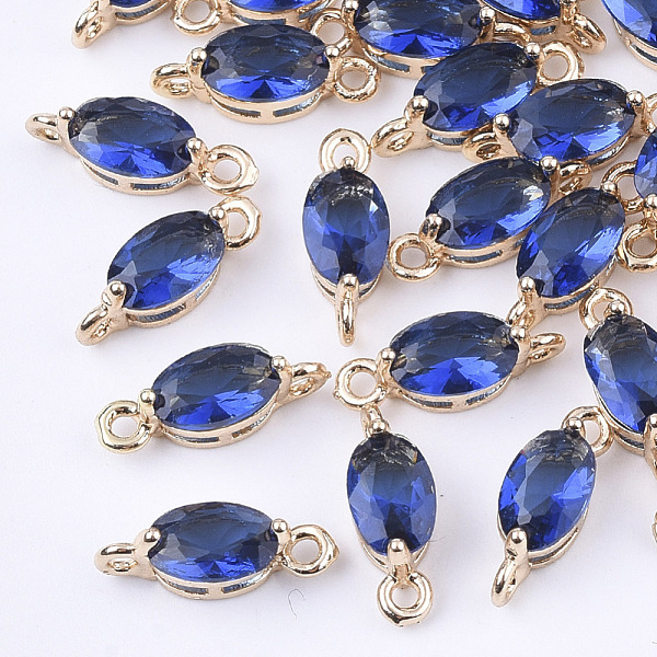 PandaHall Transparent Glass Links connectors, with Brass Findings, Faceted, Oval, Light Gold, Medium Blue, 11x4x4mm, Hole: 1mm Glass Oval
PandaHall Transparent Glass Links connectors, with Brass Findings, Faceted, Oval, Light Gold, Medium Blue, 11x4x4mm, Hole: 1mm Glass Oval