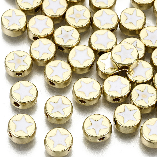PandaHall Alloy Enamel Beads, Cadmium Free & Lead Free, Flat Round with Star, Light Gold, White, 8x4mm, Hole: 1.5mm Alloy+Enamel Flat Round...
PandaHall Alloy Enamel Beads, Cadmium Free & Lead Free, Flat Round with Star, Light Gold, White, 8x4mm, Hole: 1.5mm Alloy+Enamel Flat Round...