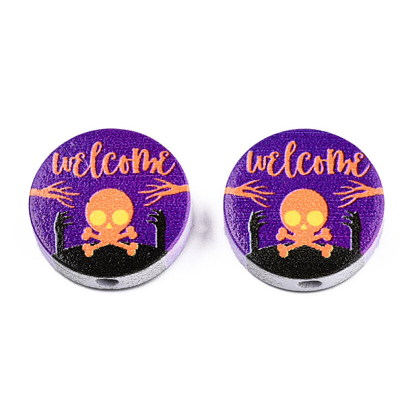PandaHall Halloween Printed Natural Wood Beads, Flat Round with Word Welcome & Skull, Midnight Blue, 19~20x5.9mm, Hole: 2~2.2mm Schima Wood...
PandaHall Halloween Printed Natural Wood Beads, Flat Round with Word Welcome & Skull, Midnight Blue, 19~20x5.9mm, Hole: 2~2.2mm Schima Wood...