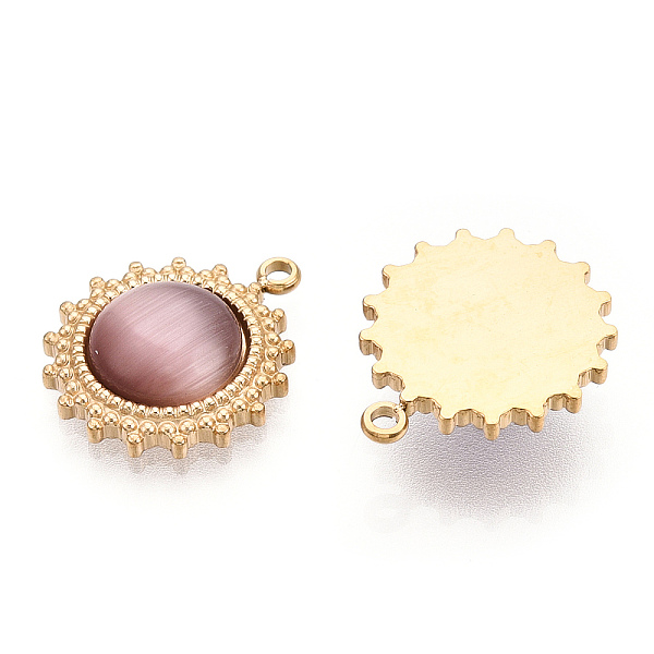 PandaHall 304 Stainless Steel Pendants, Manual Polishing, with Cat Eye, Sun Charm, Rosy Brown, 19x16x5mm, Hole: 1.6mm Stainless Steel+Cat...
PandaHall 304 Stainless Steel Pendants, Manual Polishing, with Cat Eye, Sun Charm, Rosy Brown, 19x16x5mm, Hole: 1.6mm Stainless Steel+Cat...