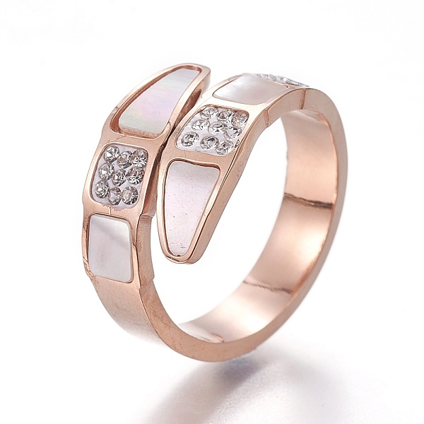 PandaHall 304 Stainless Steel Finger Rings, with Shell and Polymer Clay Rhinestone, Rose Gold, Size 6~9, 16~19mm Stainless Steel+Rhinestone..., Clear
PandaHall 304 Stainless Steel Finger Rings, with Shell and Polymer Clay Rhinestone, Rose Gold, Size 6~9, 16~19mm Stainless Steel+Rhinestone..., Clear