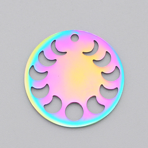 PandaHall Ion Plating(IP) 201 Stainless Steel Pendants, Laser Cut, Phase of the Moon, Rainbow Color, 23x1mm, Hole: 1.8mm 201 Stainless Steel...
PandaHall Ion Plating(IP) 201 Stainless Steel Pendants, Laser Cut, Phase of the Moon, Rainbow Color, 23x1mm, Hole: 1.8mm 201 Stainless Steel...