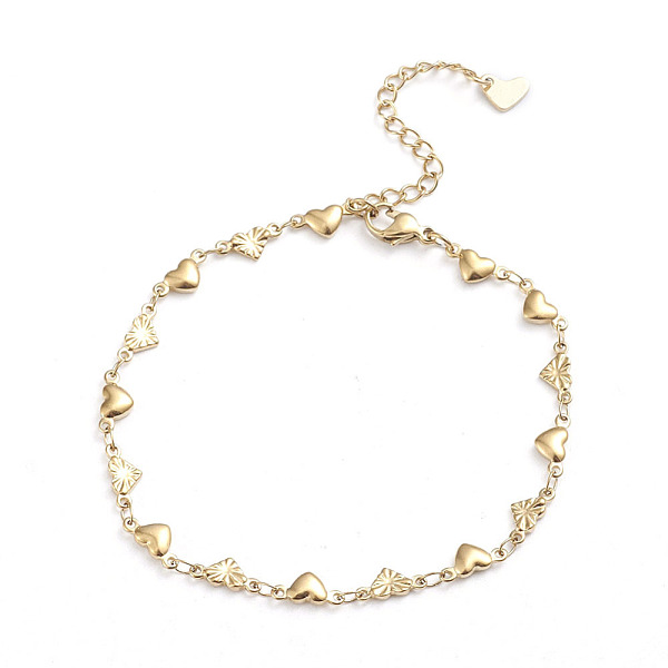 PandaHall Heart 304 Stainless Steel Link Chain Bracelets, with Lobster Claw Clasps, Golden, 8-1/8 inch(20.5cm) 304 Stainless Steel
PandaHall Heart 304 Stainless Steel Link Chain Bracelets, with Lobster Claw Clasps, Golden, 8-1/8 inch(20.5cm) 304 Stainless Steel