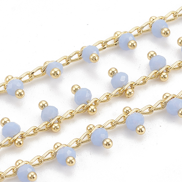 PandaHall Handmade Glass Beaded Chains, Soldered, with Spool, Brass Findings, Faceted, Round, Nickel Free, Real 18K Gold Plated, Light Steel...
PandaHall Handmade Glass Beaded Chains, Soldered, with Spool, Brass Findings, Faceted, Round, Nickel Free, Real 18K Gold Plated, Light Steel...